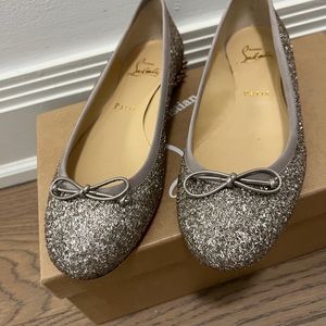 NEW Christian Louboutin Glitter Ballet flats with studs Size 36/6